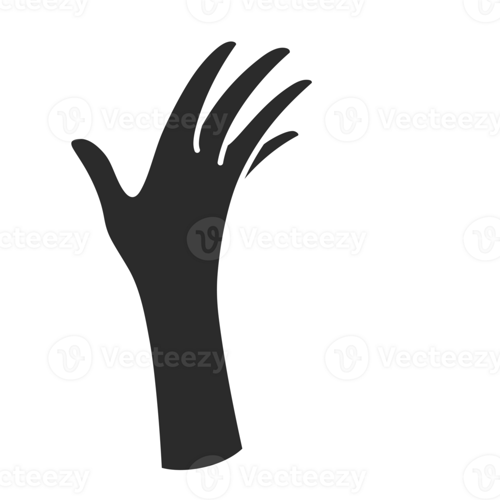 Magic woman hand palm gesture and fingers silhouette png