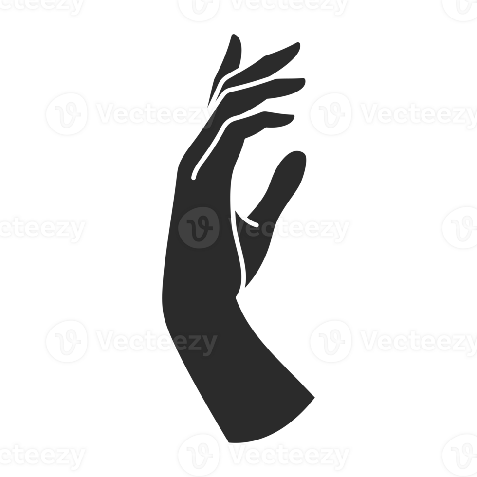 Magic woman hand palm gesture and fingers silhouette png