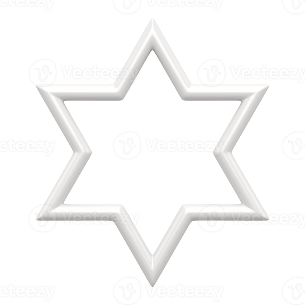 Hexagonal white star of 3d new year. Decoration for christmas and trendy interior png