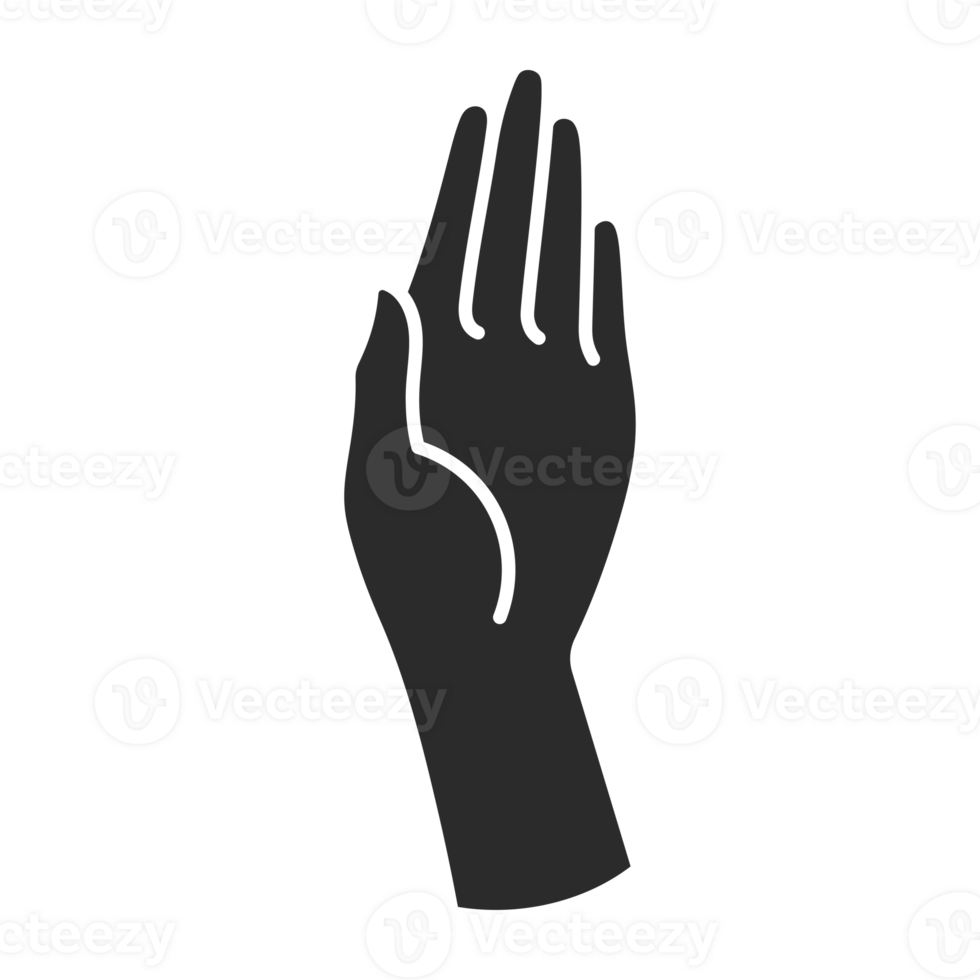 Magic woman hand palm gesture and fingers silhouette png