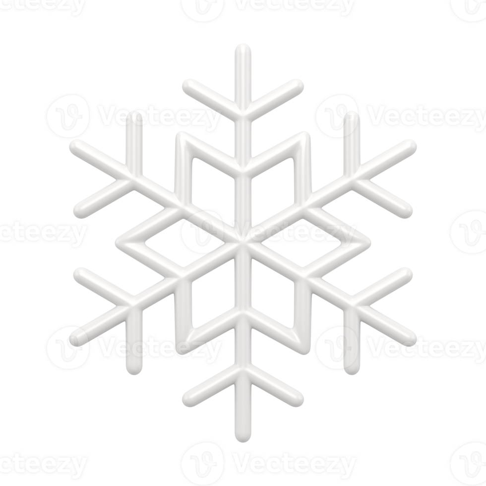 Christmas tracery white snowflake 3d. Festive interior element with glitter png