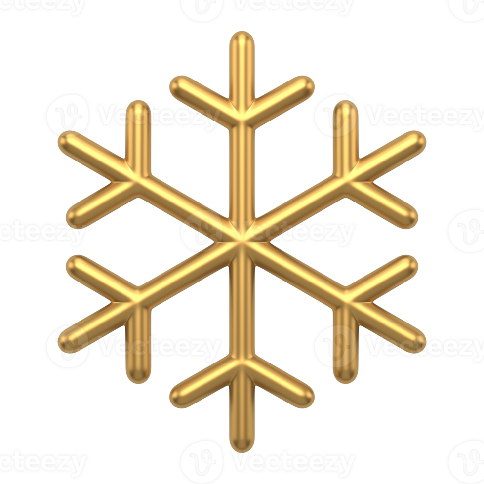 Christmas golden snowflake. Festive abstract ice crystal in minimalist creative style png