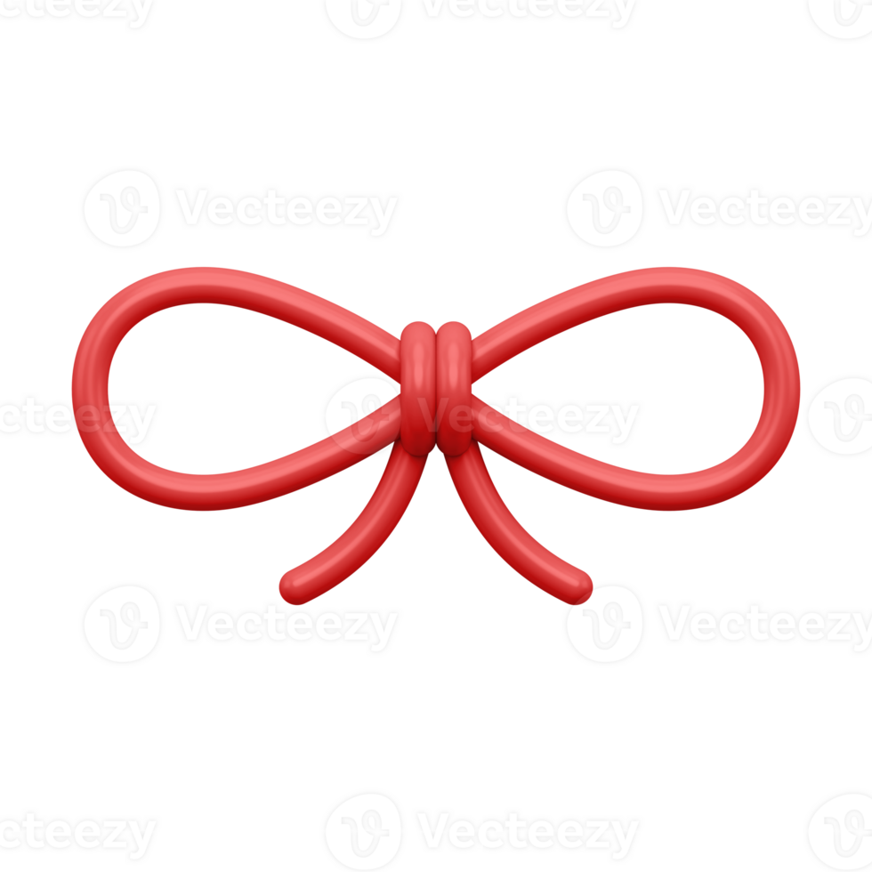 Red knotted lace 3d. Stylish festive decor made of swirling yellow line png