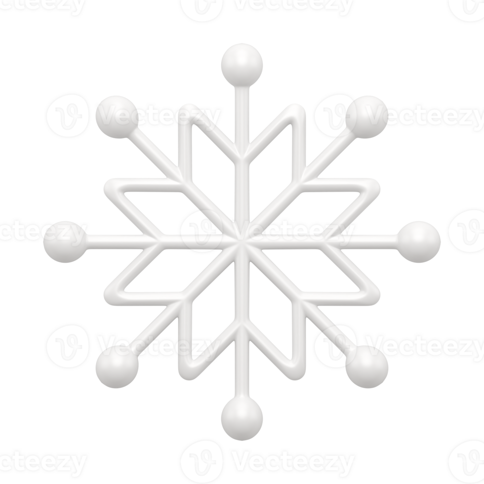 Christmas white snowflake. Snow tracery with rays from round balls png