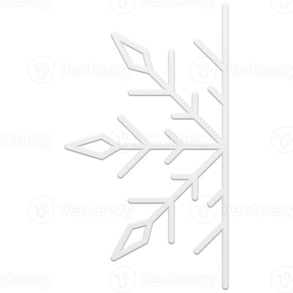 White ornate half snowflake. Openwork decoration of new year abstract interior png