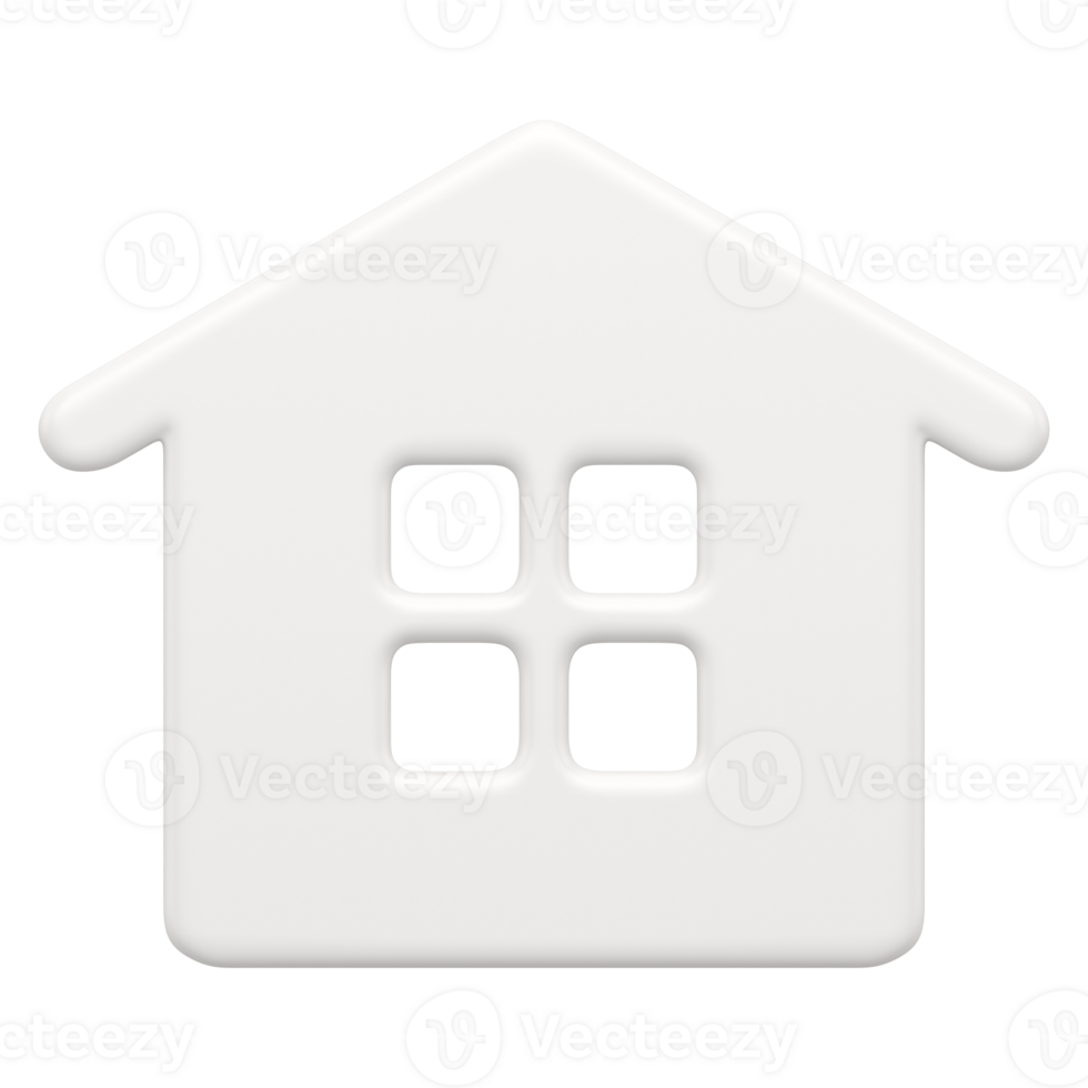 White abstract house. Christmas minimal design with windows and roof png