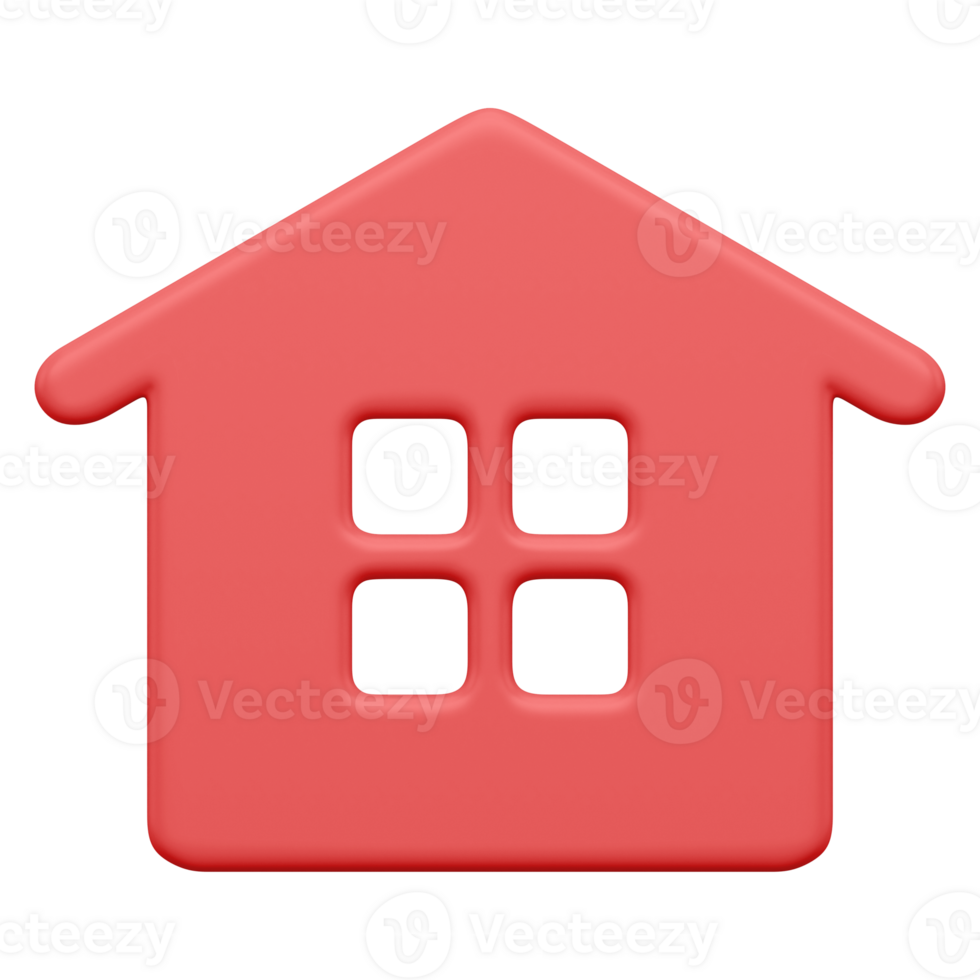 Red abstract house. Christmas minimal design with windows and roof png