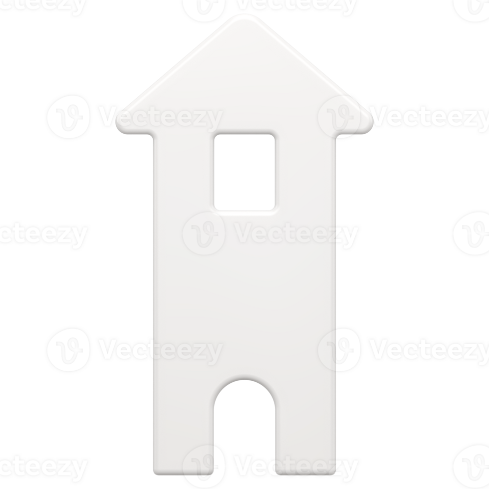 White abstract house 3d. Christmas high design with windows and roof png