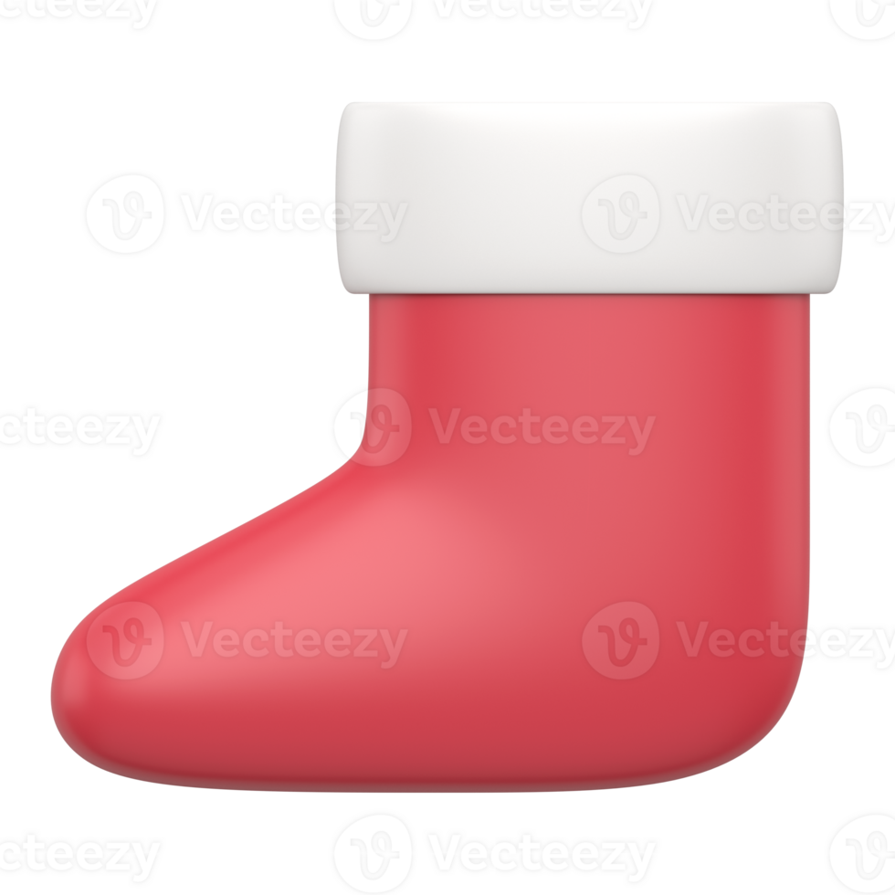 Red and white Santa Claus gift sock. Celebration piece of joyful winter holidays png