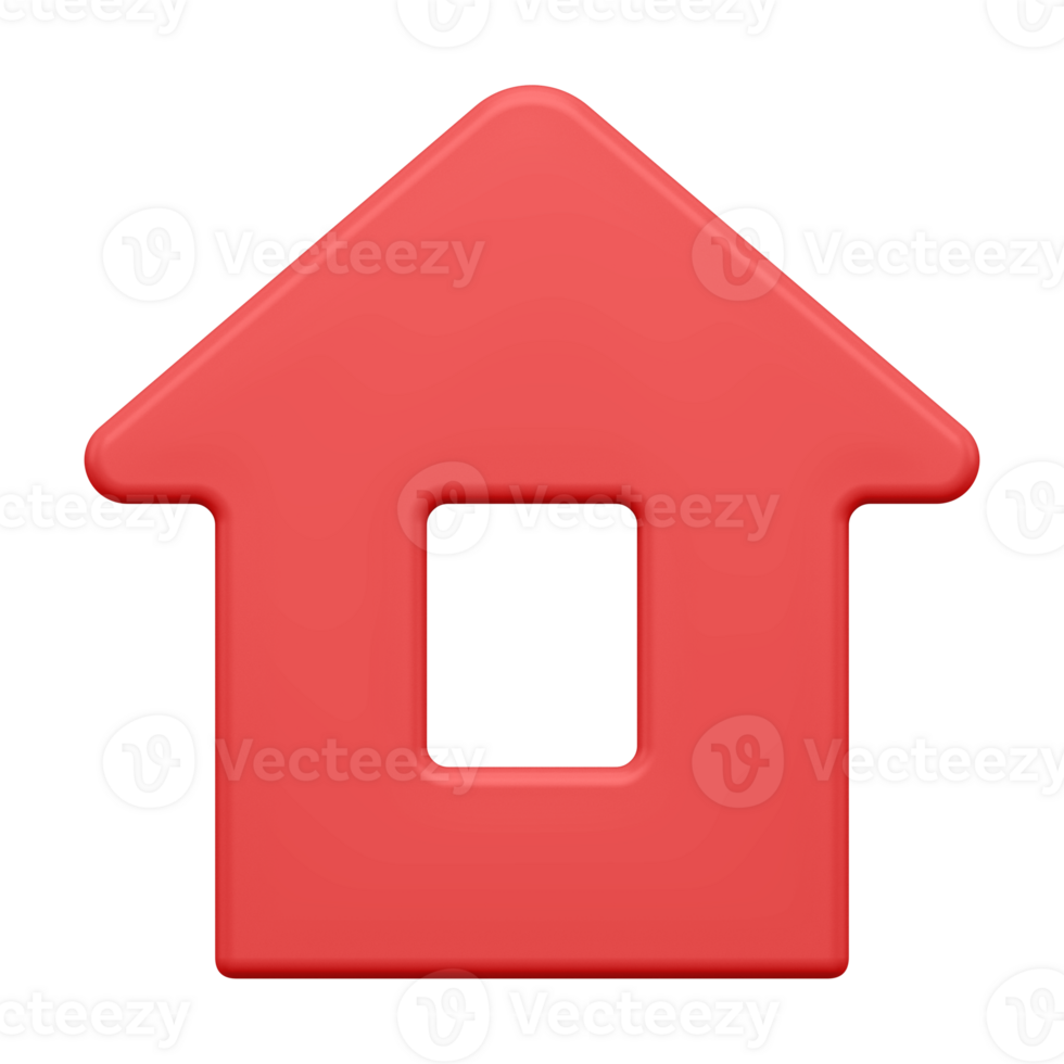 Red abstract house 3d. Christmas high design with windows and roof png