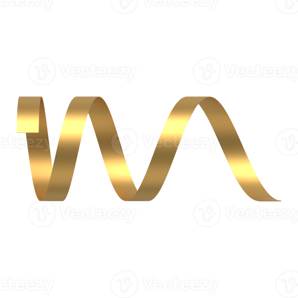 Golden spiral christmas serpentine. Yellow decoration for new year and winter festive with shiny design png