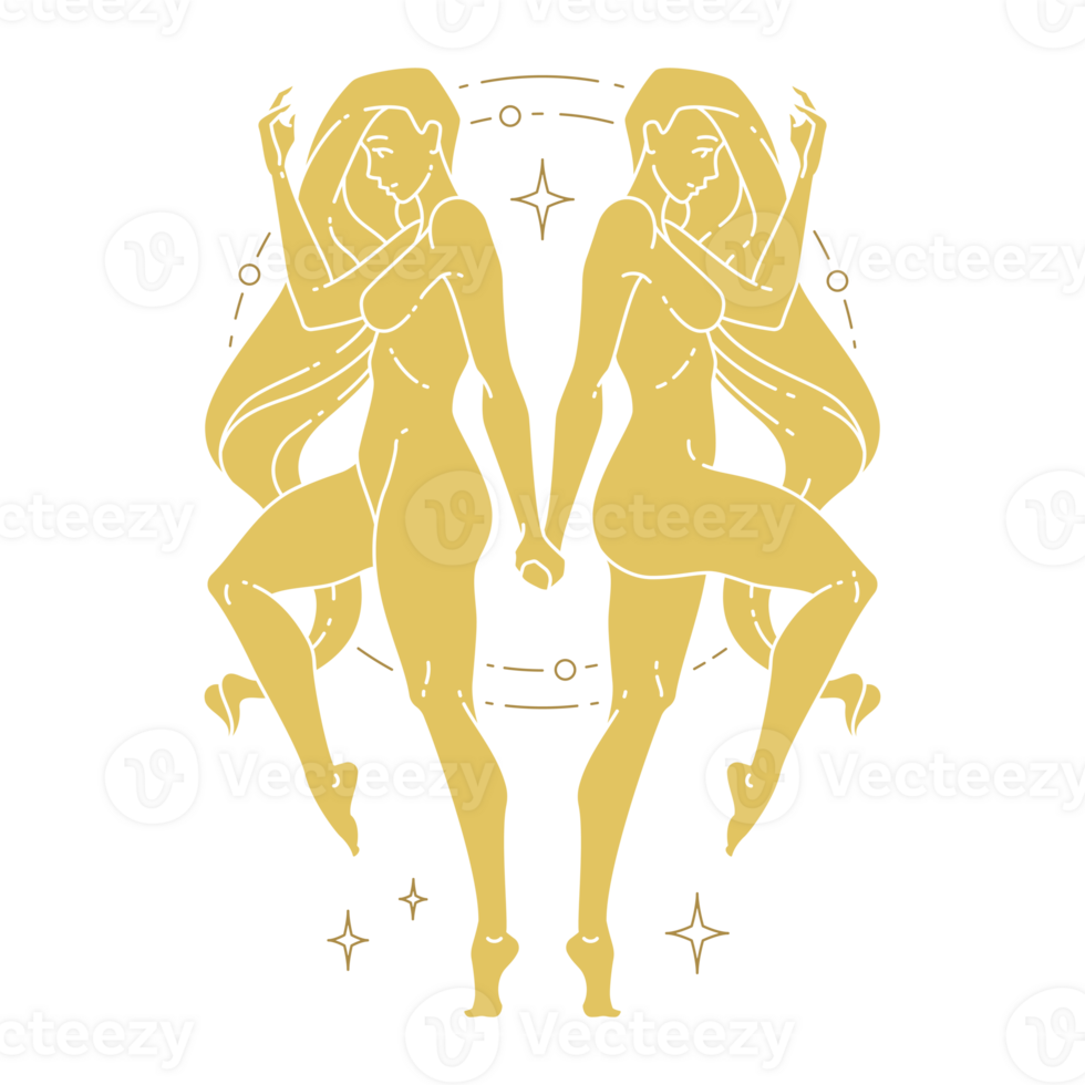 Female Astrological Symbol Gemini Line Art Illustration png