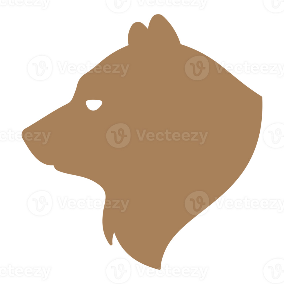 Bear head profile hand drawn silhouette illustration for retro logo design png