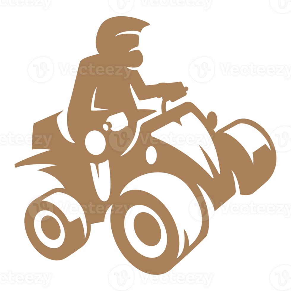 ATV moto rider hand drawn silhouette illustration for retro logo design png