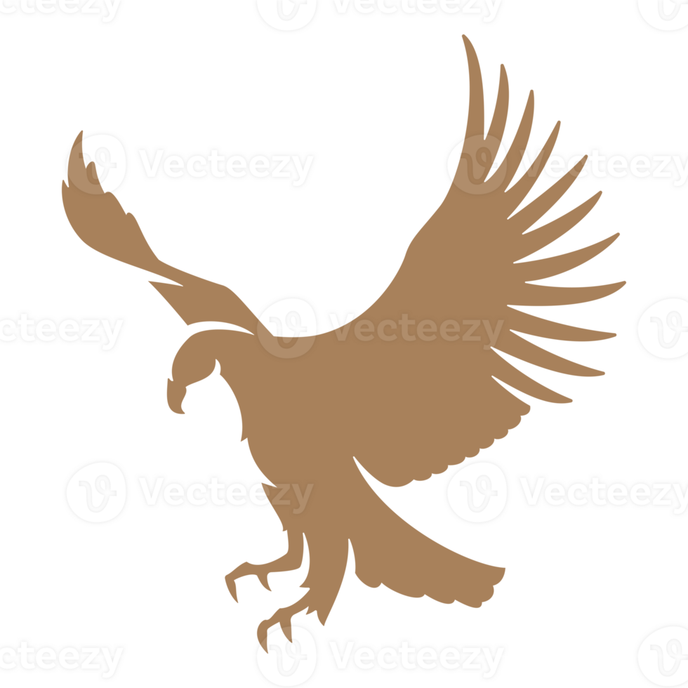 Eagle spread its wings hand drawn silhouette illustration for retro logo design png