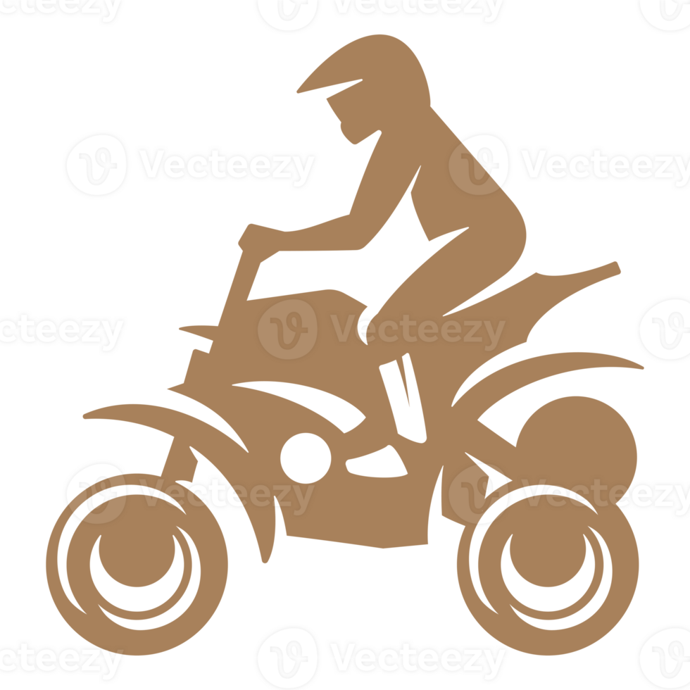 ATV moto rider hand drawn silhouette illustration for retro logo design png