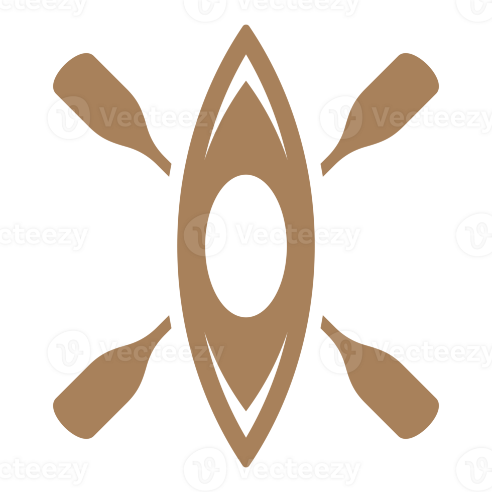 Kayak and crossed paddles top view hand drawn silhouette illustration for retro logo design png