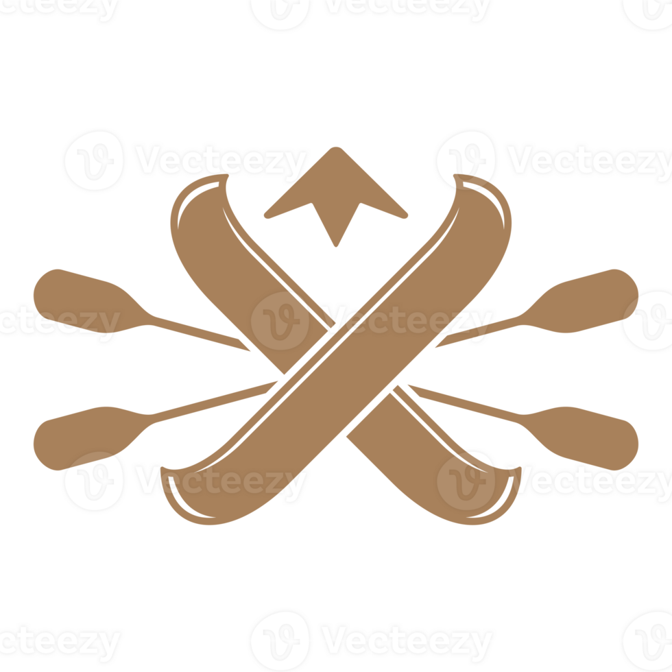 Two crossed kayak and paddles hand drawn silhouette illustration for retro logo design png
