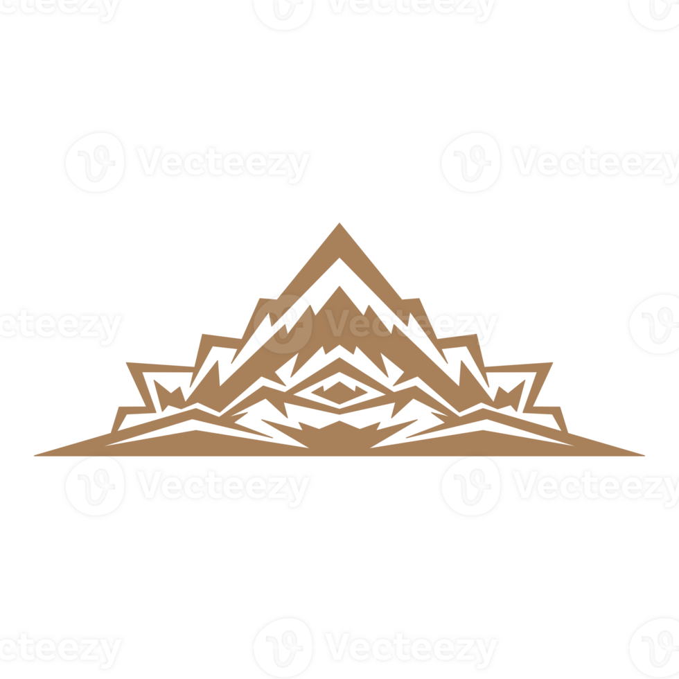 Mountain landscape hand drawn silhouette illustration for retro logo design png