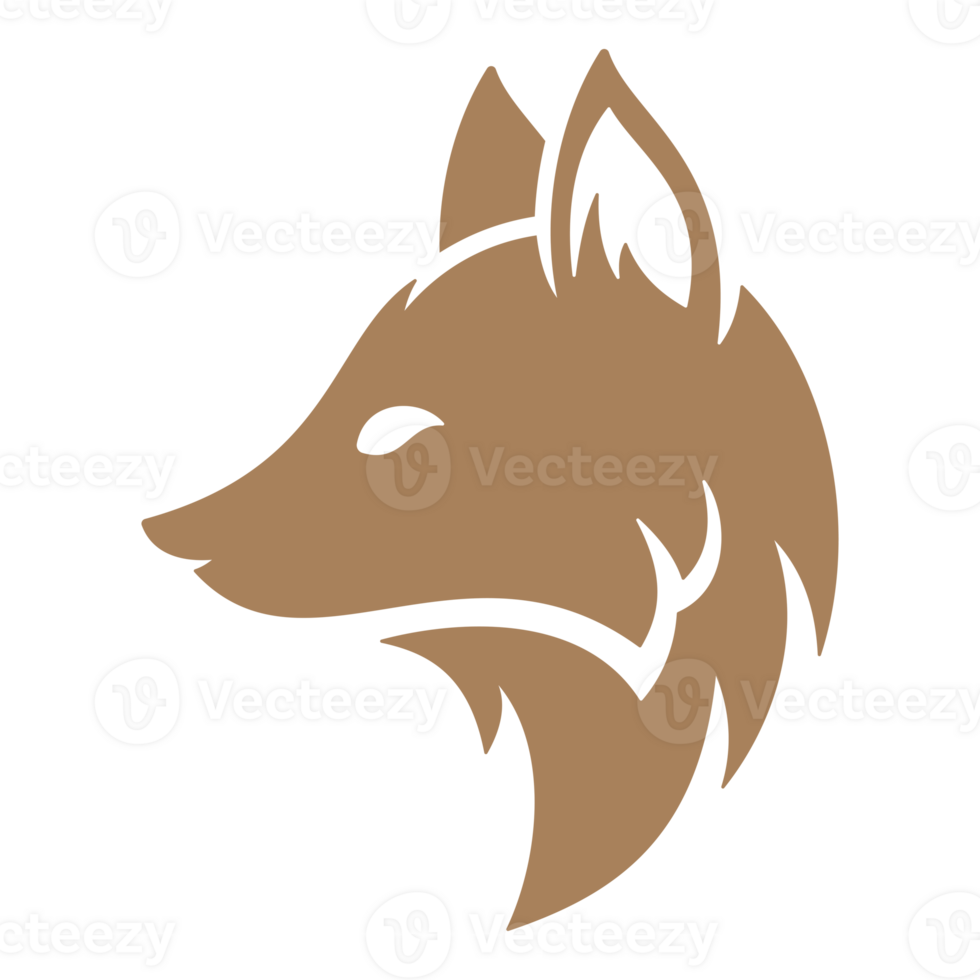 Fox head profile hand drawn silhouette illustration for retro logo design png