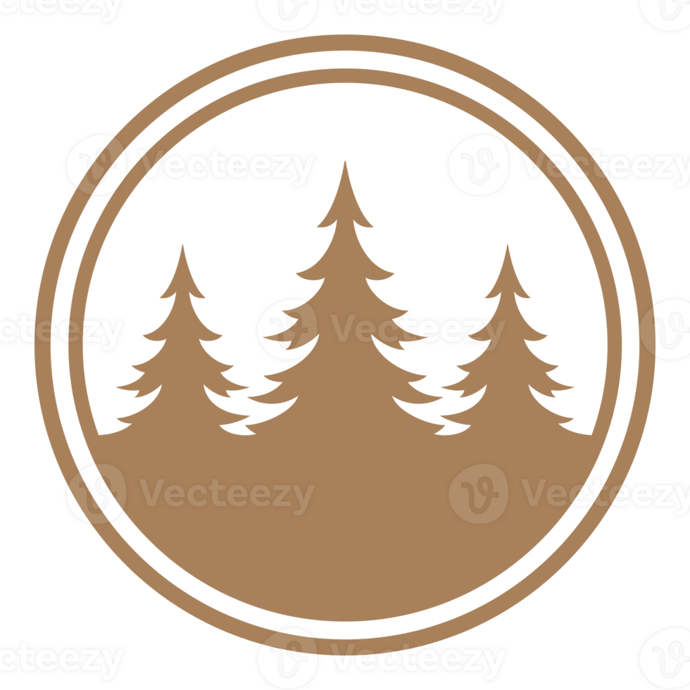 Spruce forest hand drawn silhouette illustration for retro logo design png