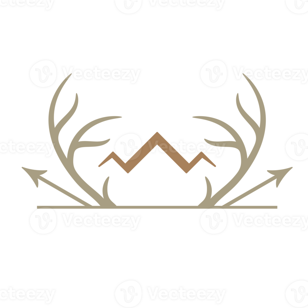 Deer horns, arrows and mountain symbol design element png