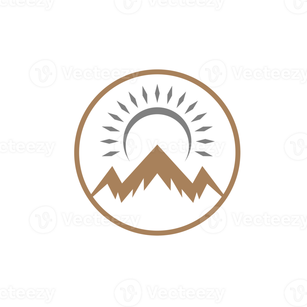 Mountains landscape hand drawn silhouette illustration for retro logo design png
