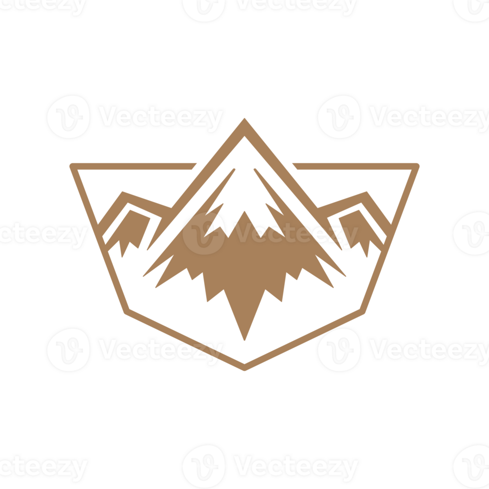 Mountain landscape hand drawn silhouette illustration for retro logo design png