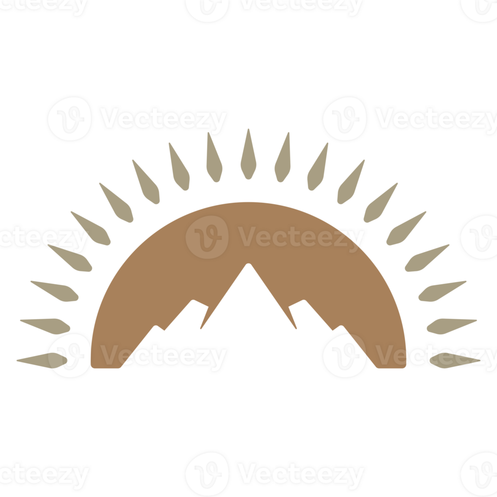 Mountains landscape hand drawn silhouette illustration for retro logo design png