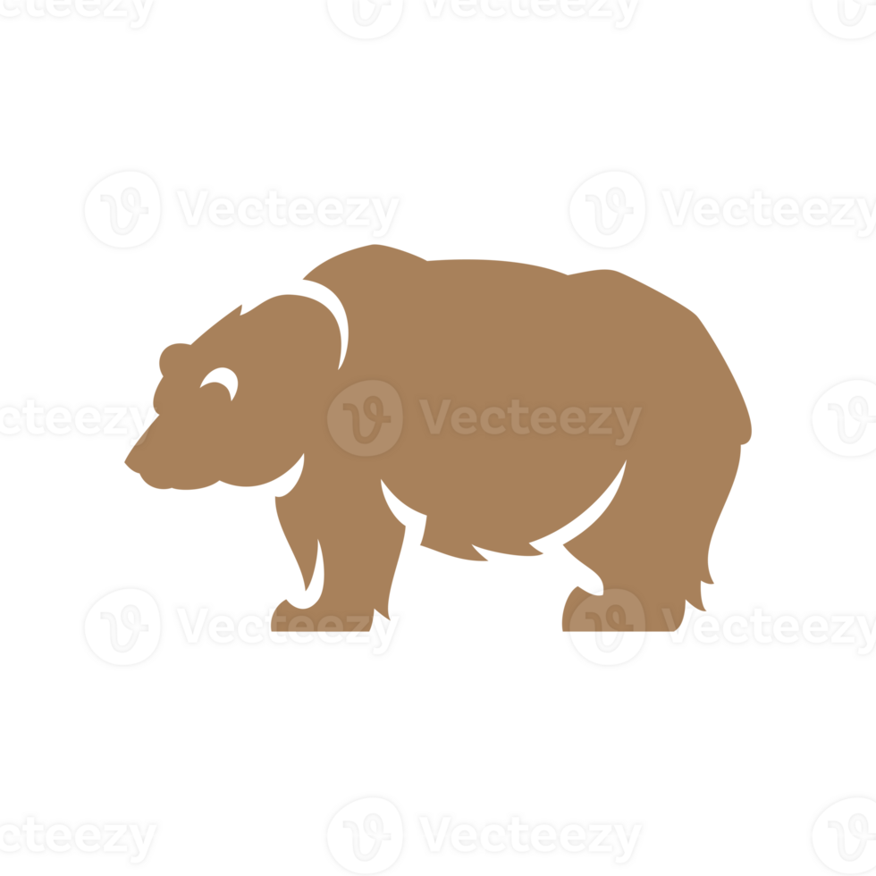 Bear hand drawn silhouette illustration for retro logo design png