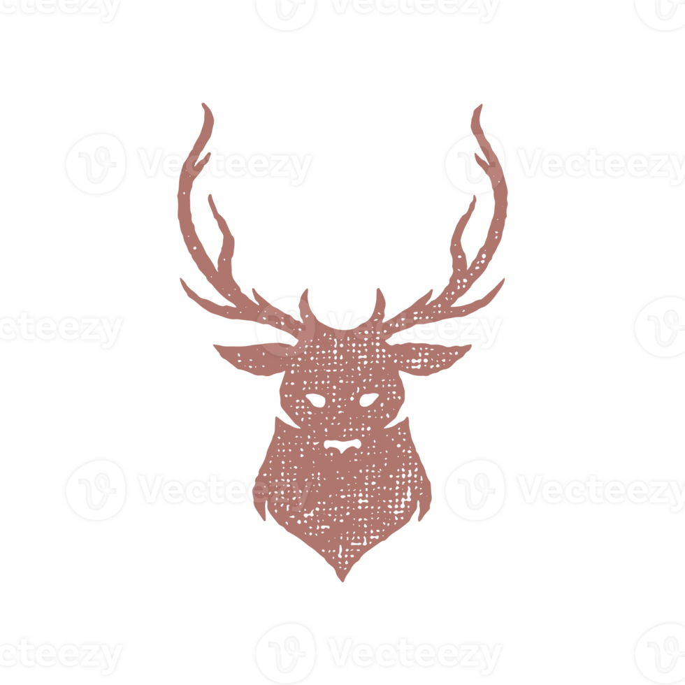 Silhouette deer head trophy as symbol hunting hand drawn stamp effect vintage illustration png