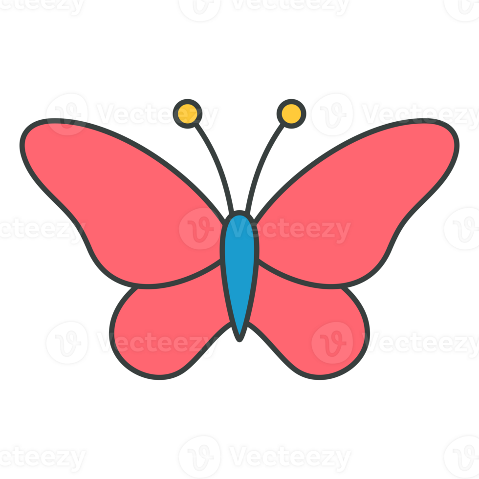 Bright butterfly pop art groovy style vintage print for t shirt flat flight winged insect png