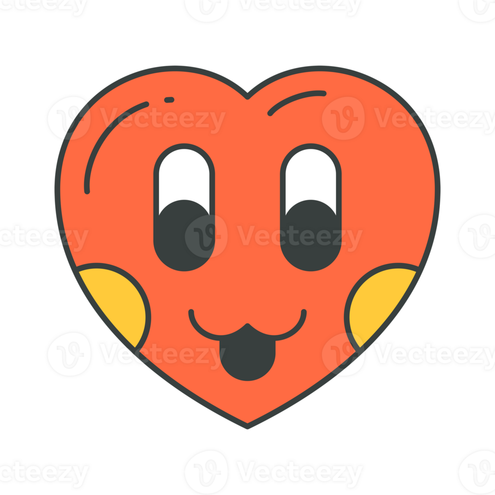 Funny cute red heart character face showing tongue positive emotion cartoon png