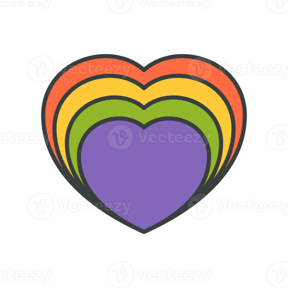 Abstract rainbow halftone multicolored heart shape pop art t shirt print design cartoon png