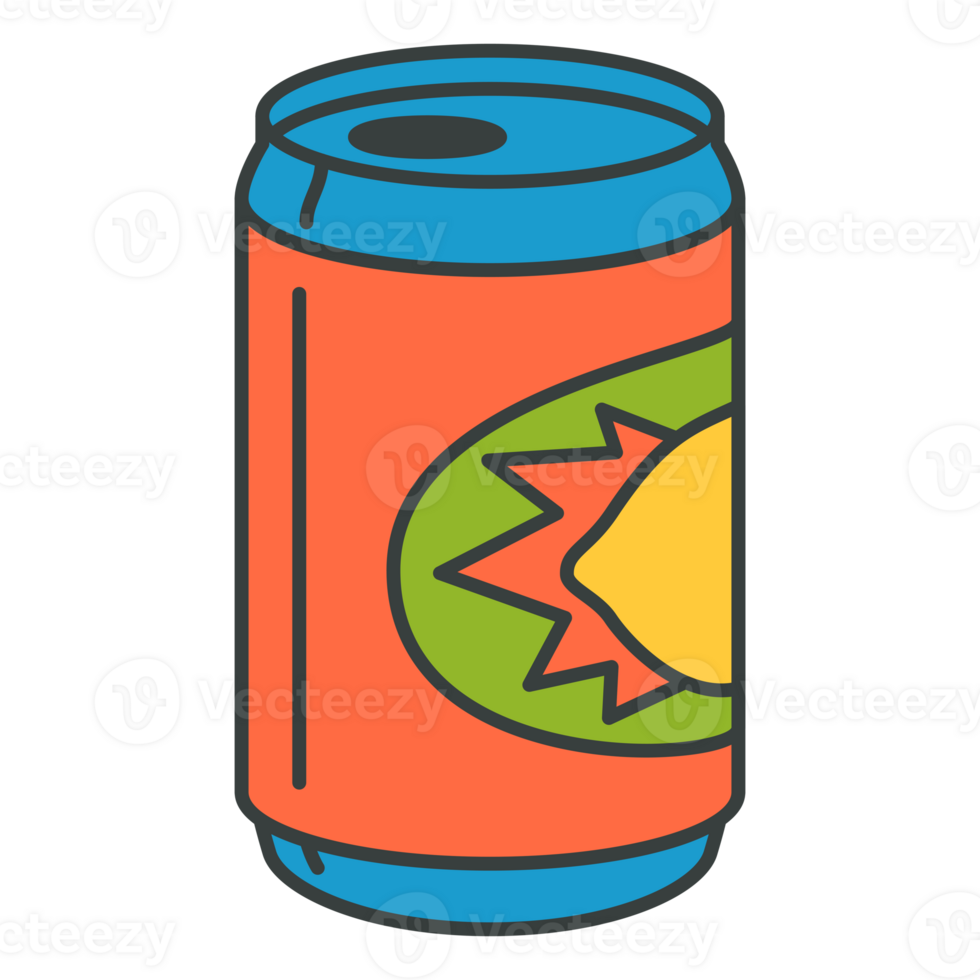Retro lemon soda open can pop art groovy t shirt print decorative design cartoon illustration png