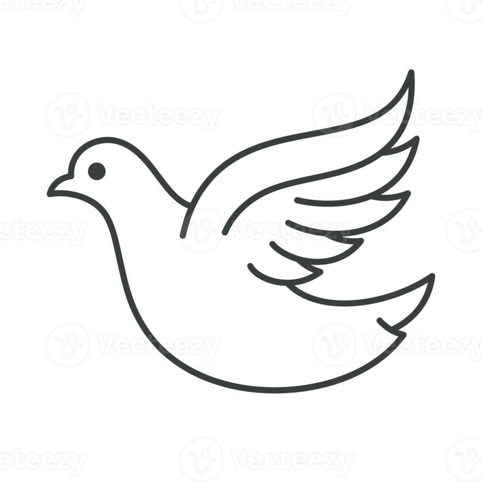 Cute flying pigeon with open wings eyes and beak line black silhouette t shirt print design png