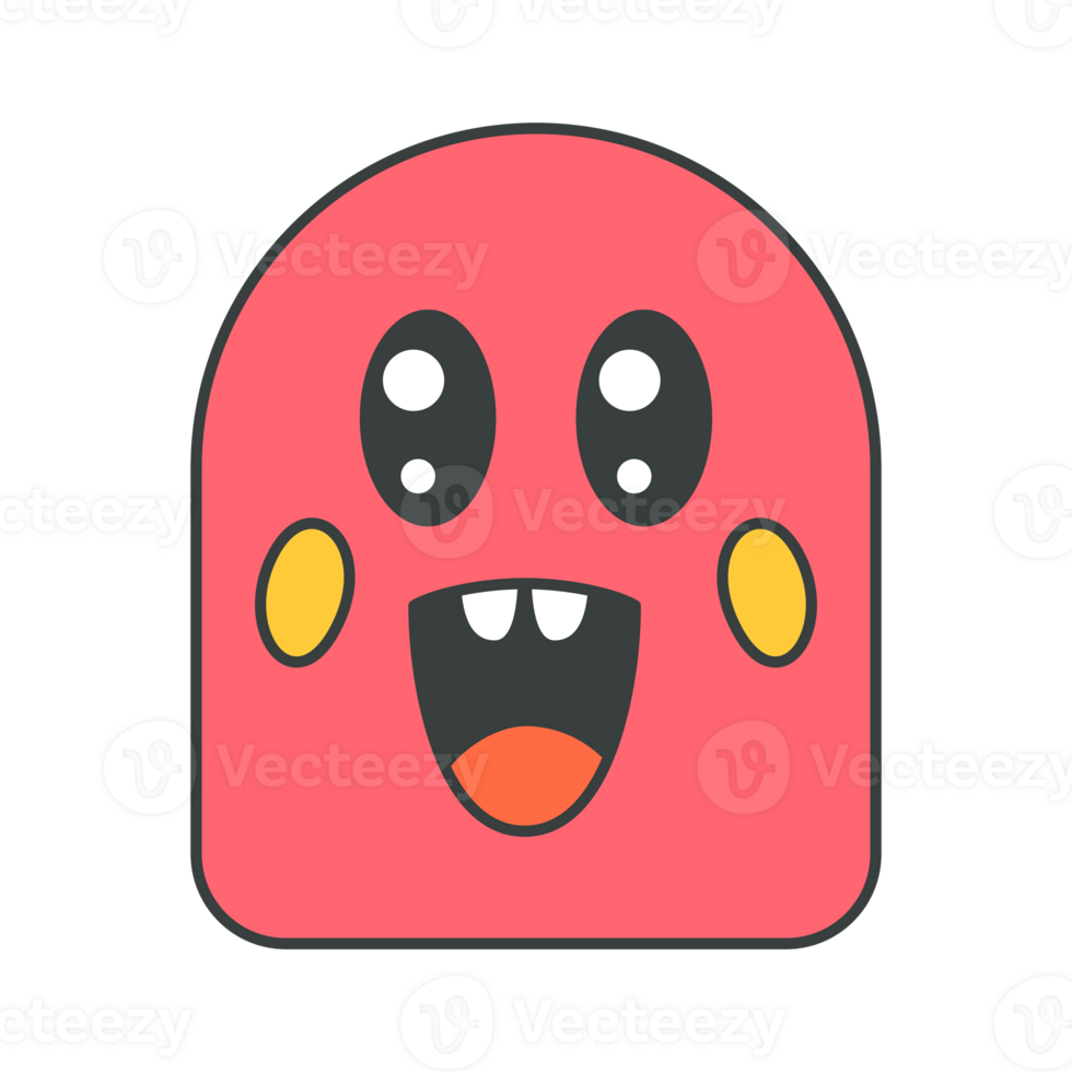 Abstract funny pink arch germ laughing character pop art groovy style t shirt print cartoon png