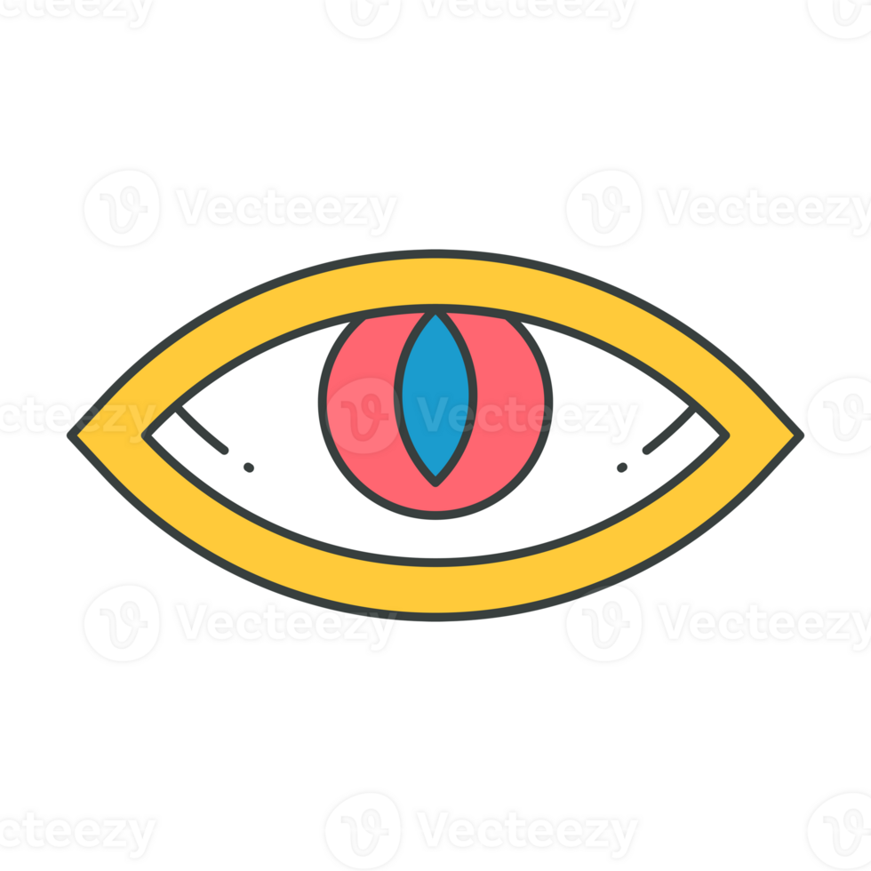 Comic animal eye vertical eyeball red lens psychedelic spiritual mythic pop art design png