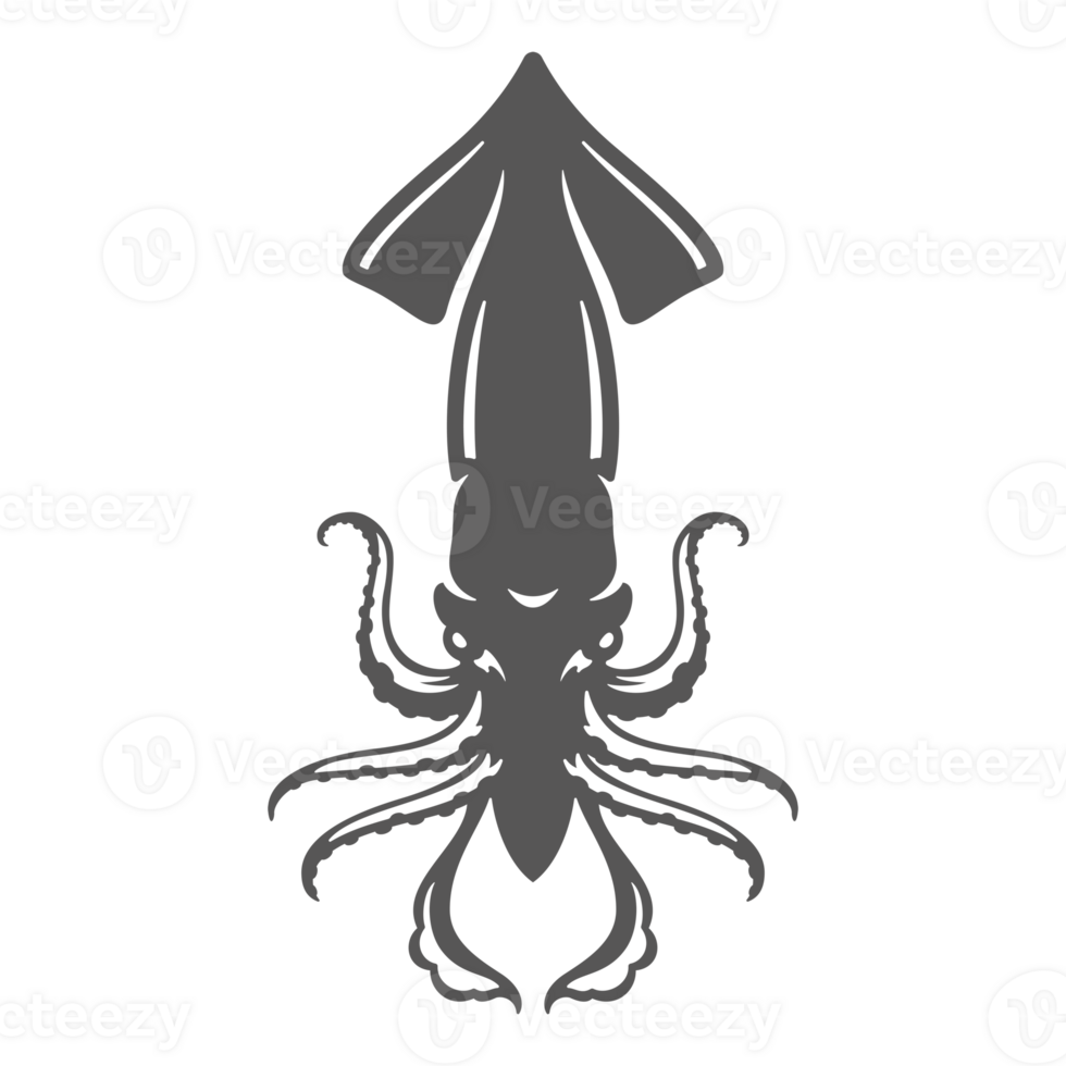 Squid hand drawn illustration for retro logo design png