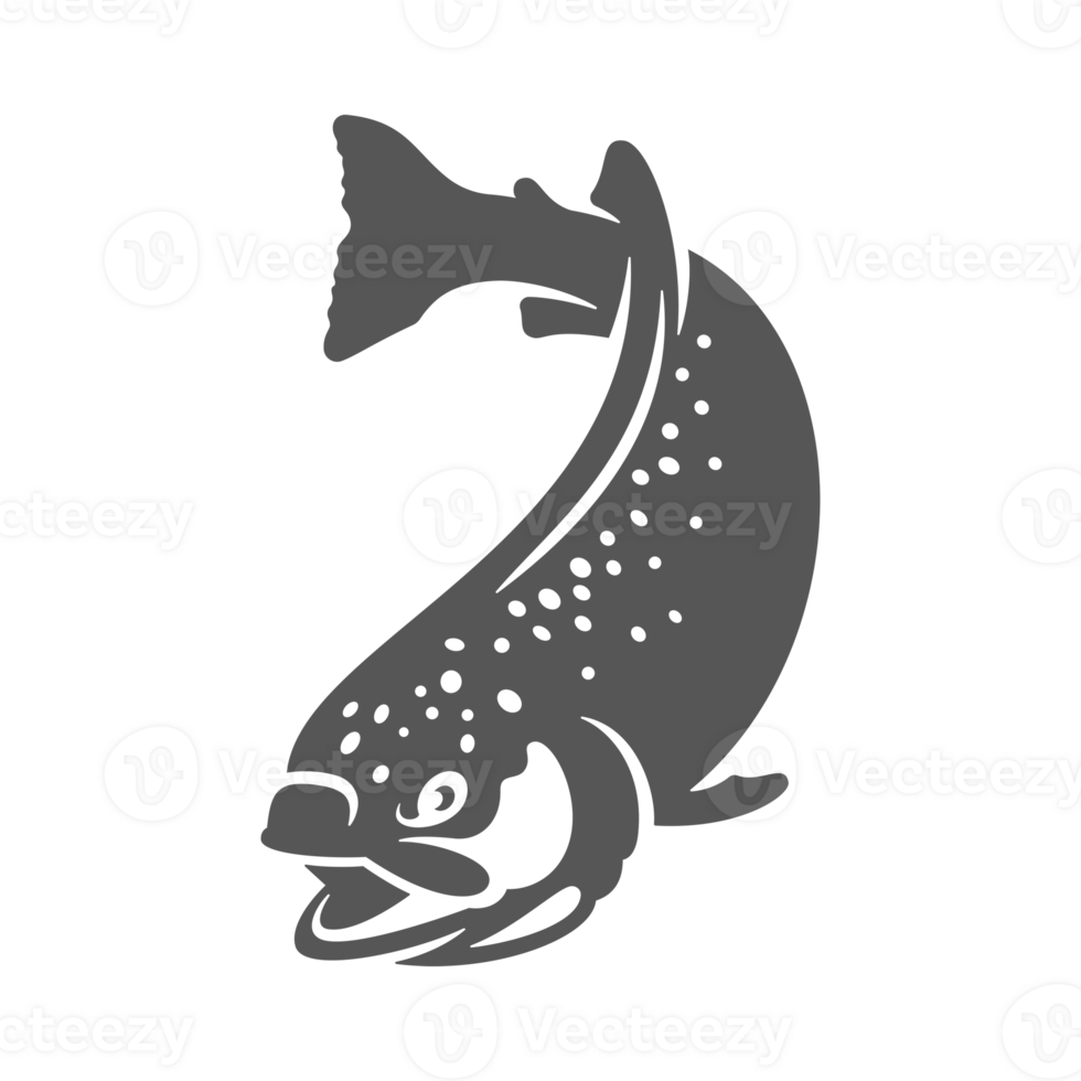 Salmon fish hand drawn illustration for retro logo design png