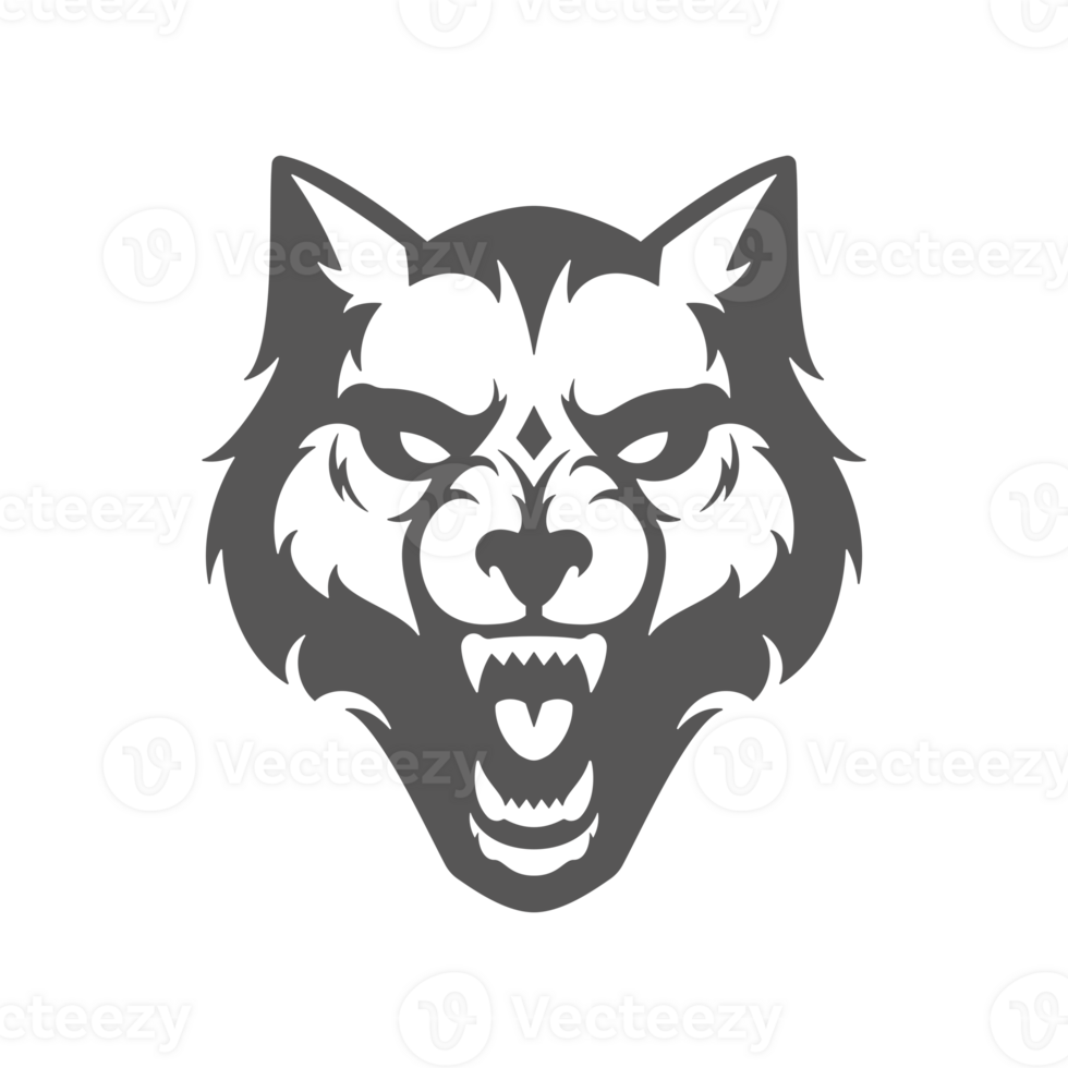 Wolf head hand drawn silhouette illustration for vintage logo design png