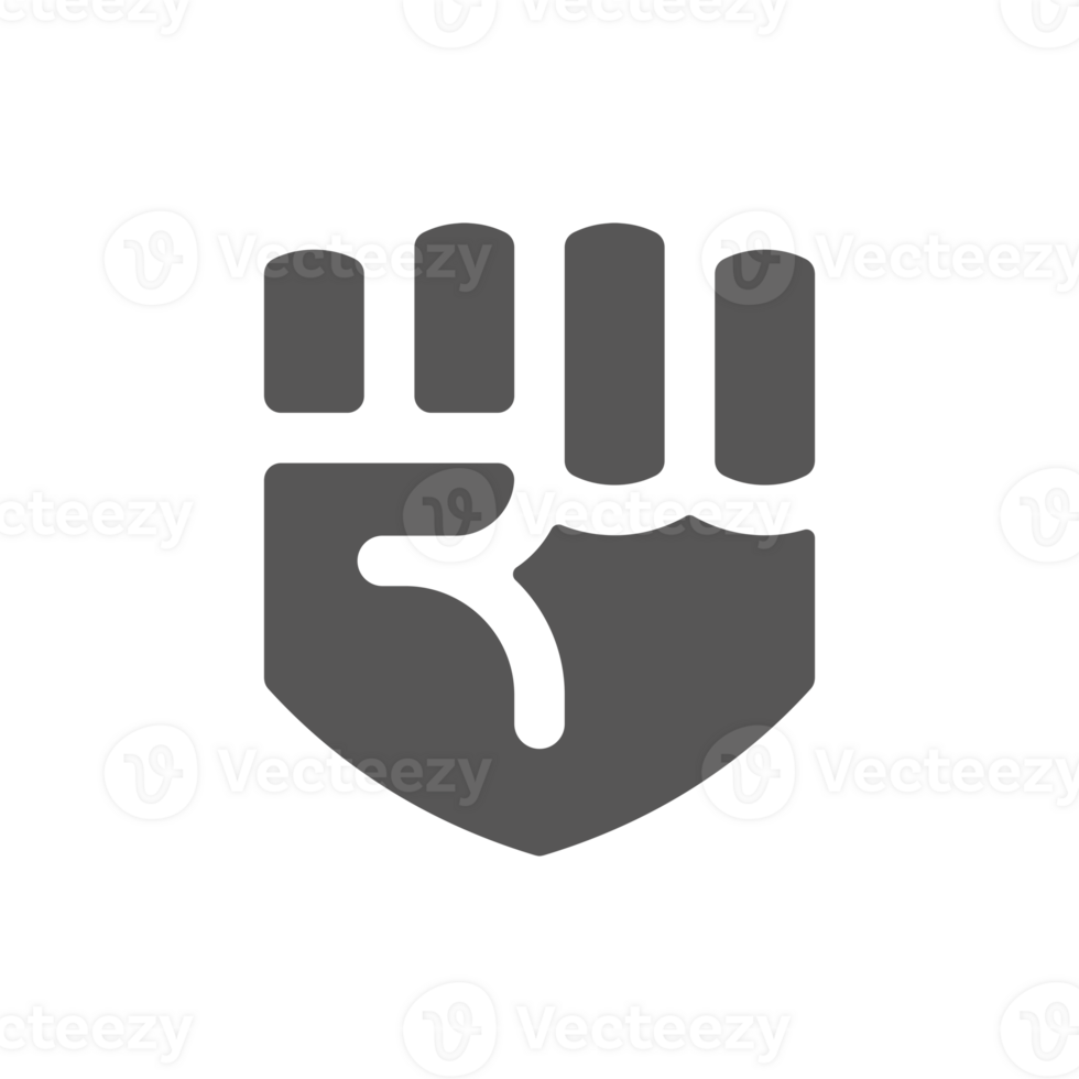 Fist bodybuilder hand drawn silhouette illustration for vintage logo design png