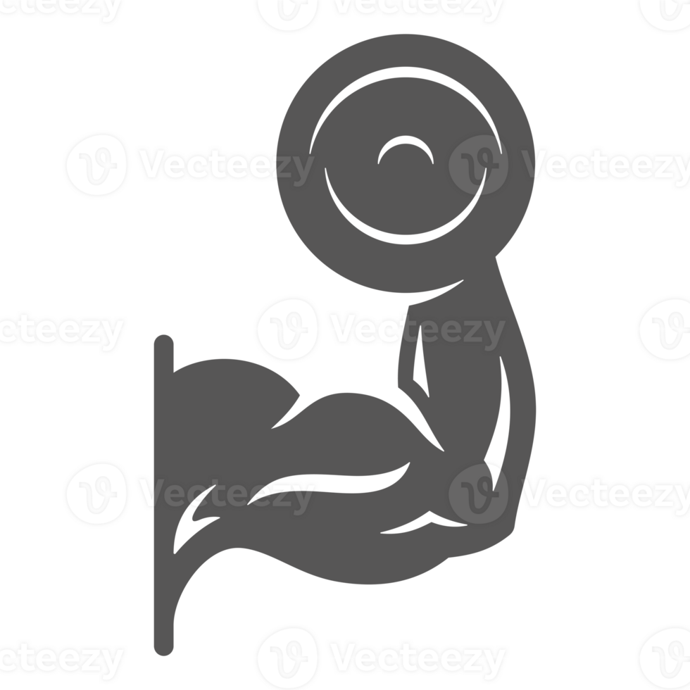 Hand holding dumbbell hand drawn silhouette illustration for vintage logo design png