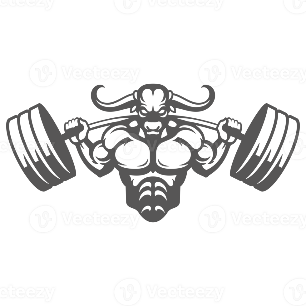 Bodybuilder male lifting a heavy barbell hand drawn silhouette illustration for vintage logo design png