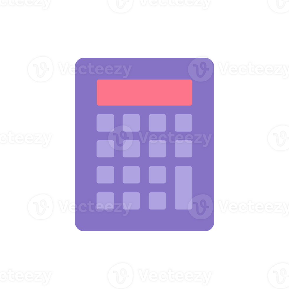 Modern electronic calculator buttons display front view flat illustration. Counting device png