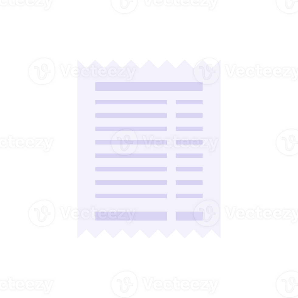 Simple paper bill with ragged ends and printing text flat illustration. Newspaper blank png