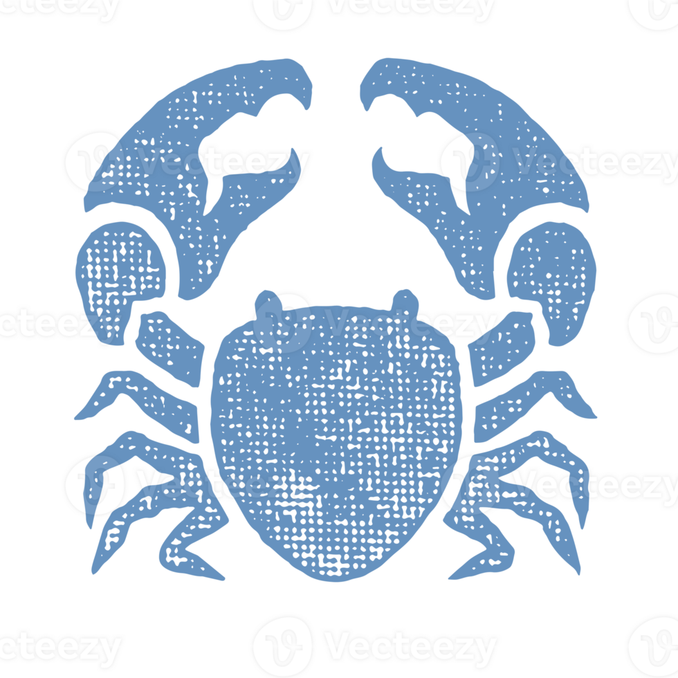 Crab silhouette for logo and emblem design hand drawn stamp effect illustration png