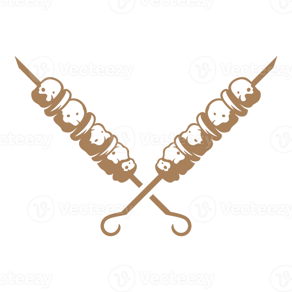 Crossed skewers with grilled kebabs png