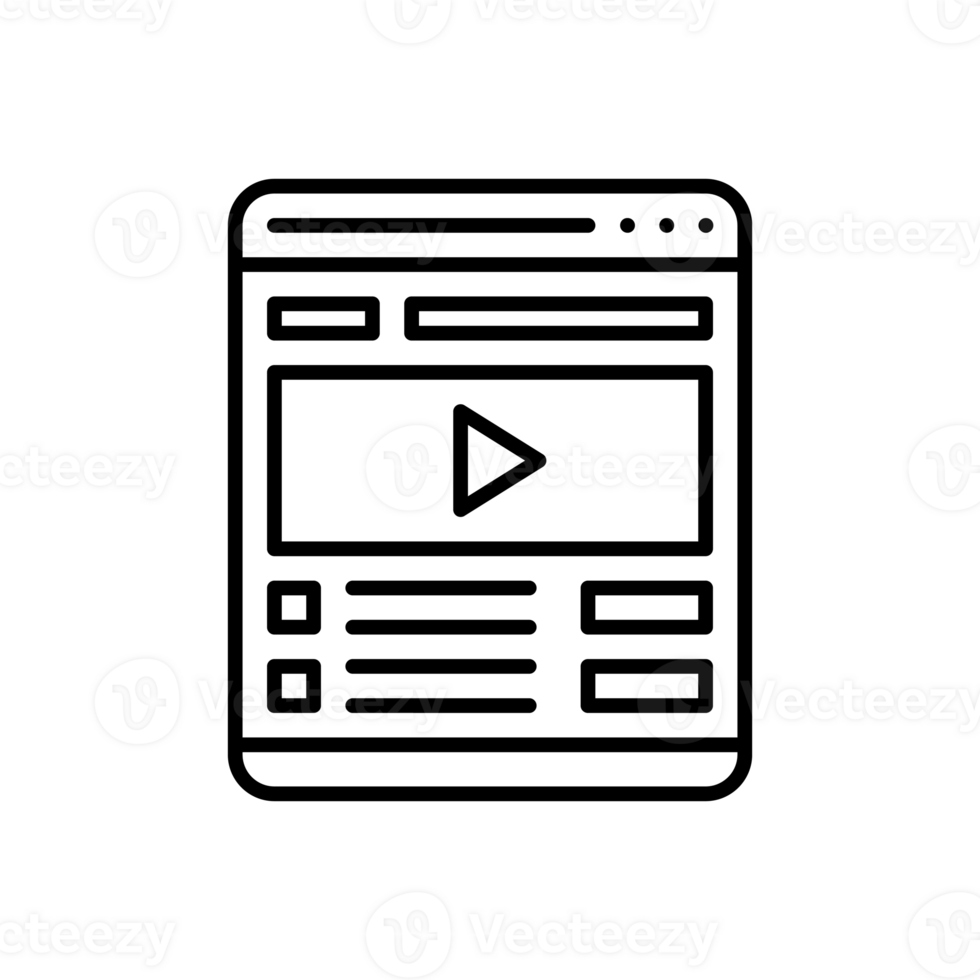 Web player line icon. Convenient media interface and high quality playback. png