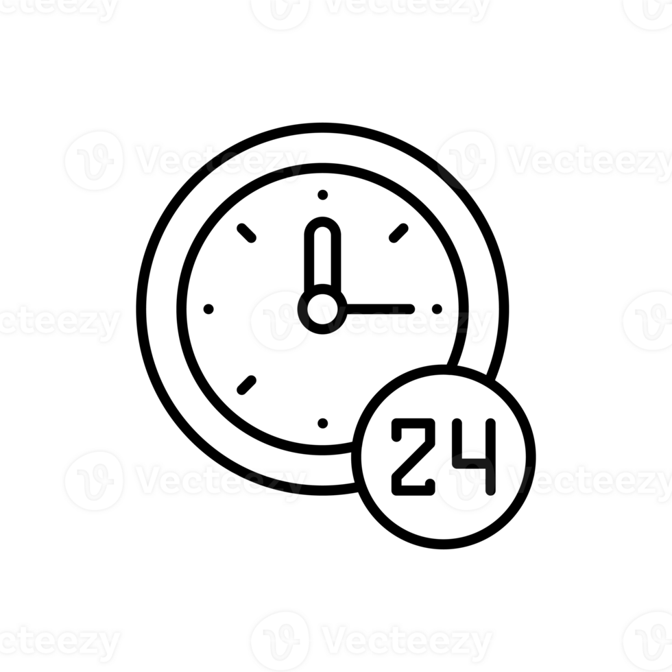 24 hour work schedule line icon. Constant support for customers and subscribers. png
